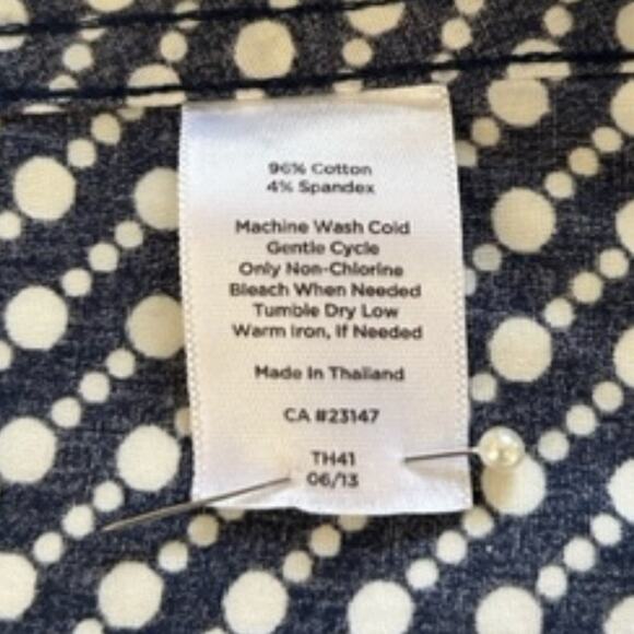 Talbots Button Up Shirt Women's 3/4 Sleeve Navy Print Size 14 - Picture 7 of 7